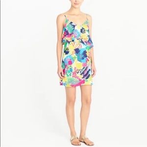 J. Crew Multicolor Tropical Print Spaghetti Strap Dress